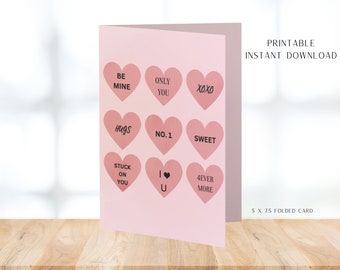Printable Hearts Valentine's Day Card | Teen/Adult (Digital Download)