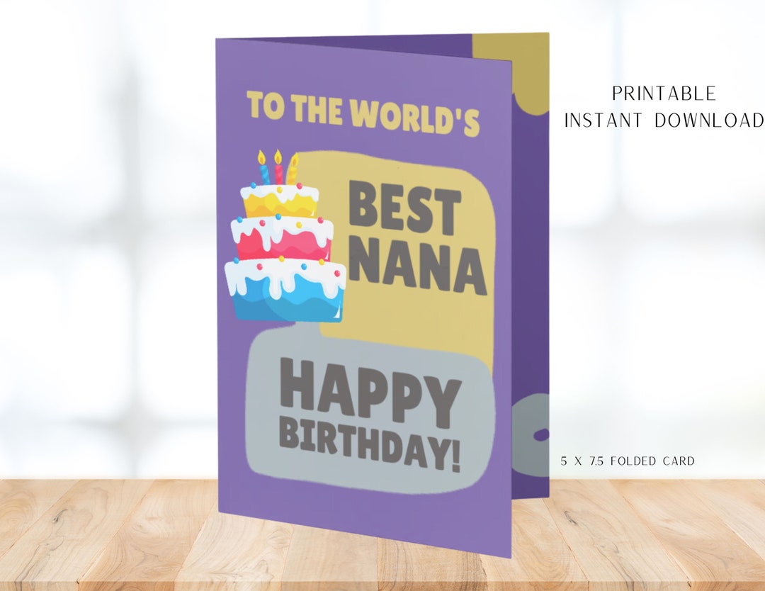 Nana Birthday Card, Printable Happy Birthday Card, Instant Download ...