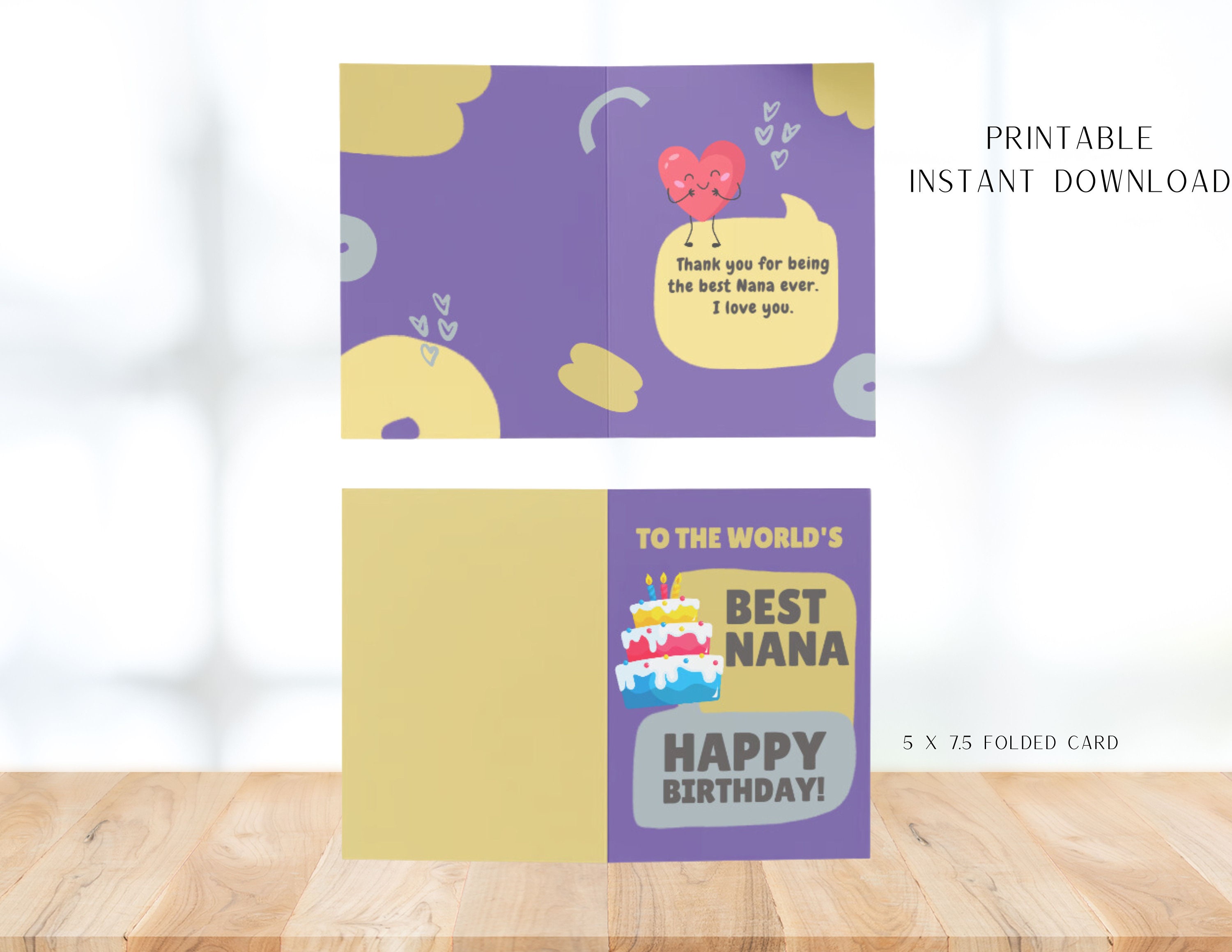 Nana Birthday Card, Printable Happy Birthday Card, Instant Download ...