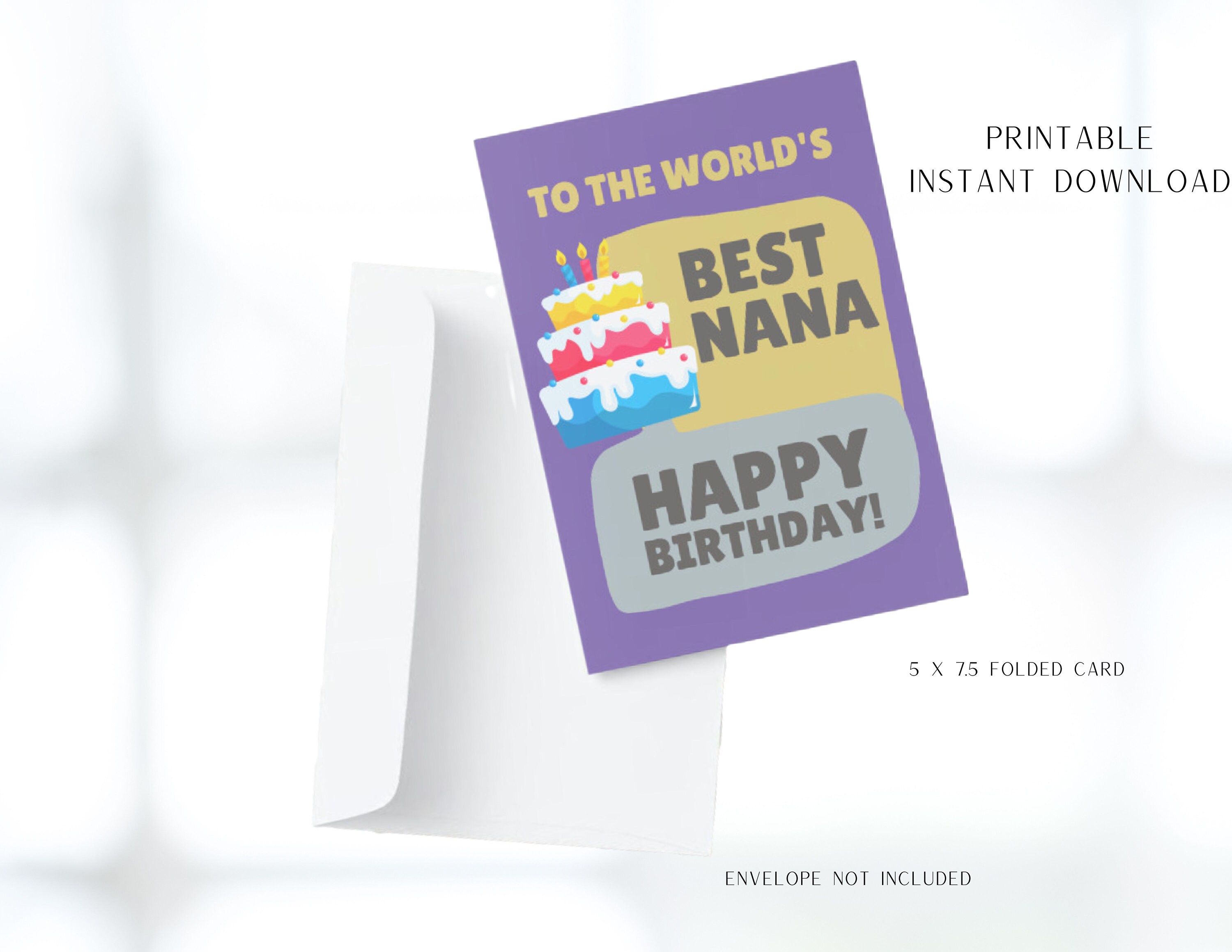 Nana Birthday Card, Printable Happy Birthday Card, Instant Download ...