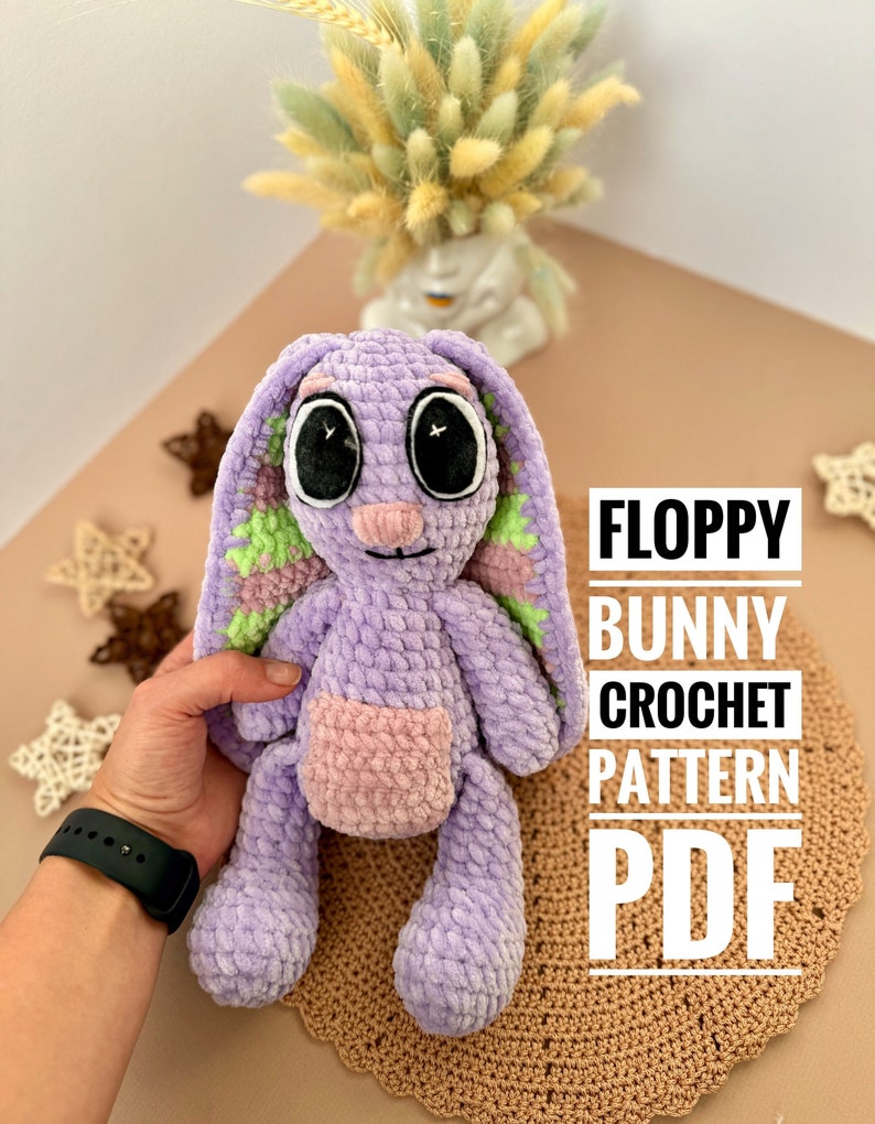 Floppy Bunny PDF Crochet Pattern, Bluey Floppy Bunny, Lilac Bunny - Etsy
