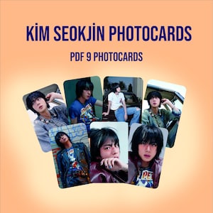 9 Seokjin photocard,Gift for army,Jin photocard set digital download,Kpop,