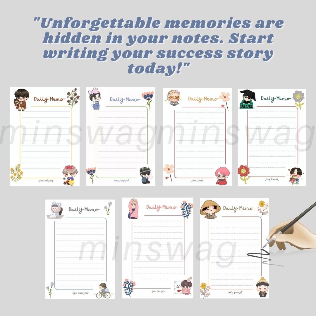 Daily Notes Bts Design BTS Note Daily Planner, Instant Download, K Pop Gift,army Gift - Etsy