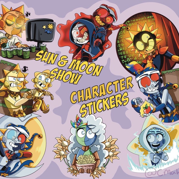 sun and moon show character stickers