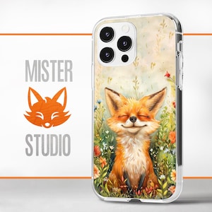 Funny Fox Art Case IPhone 15 14 13 Pro Max Mini / Watercolor Design Cover Google Pixel 8 7 6 Pro / Happy Day Samsung S24 23 22 21 Plus Ultra