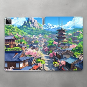 Japanese Anime Village case For iPad Pro 10.5 11 12.9 13 2022 2024 Asian Сulture Design cover Mini 7 6 5 iPad Air 3 4 5 11 13 iPad 10.2 10.9