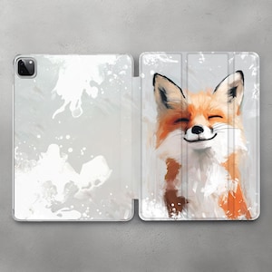 Happy Fox Art case For iPad Pro 10.5 11 12.9 13 2022 2024 / Cute Design Cover Mini 7 6 5 iPad Air 3 4 5 11 13 / Funny Day iPad 10.2 10.9