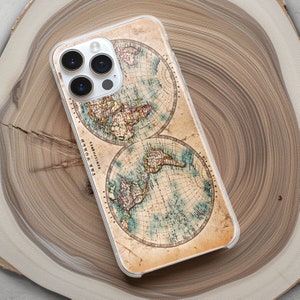Old World Map Case IPhone 15 14 13 12 Pro Max Mini / Vintage Globe Cover Google Pixel 8 7 6 5 Pro 5G / Gold Era Samsung S24 23 22 Plus Ultra
