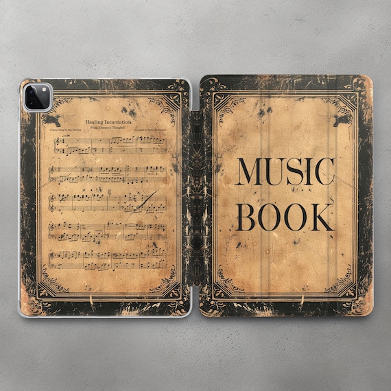 Vintage Music Book iPad Case, Faux Leather Cover