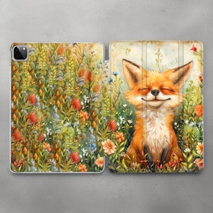 Funny Fox Art case For iPad Pro 10.5 11 12.9 13 2022 2024 Watercolor Design Cover Mini 7 6 5 iPad Air 3 4 5 11 13 Happy Day iPad 10.2 10.9