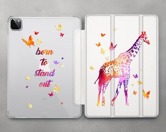 Born to Stand Out case For Apple iPad Pro 10.5 11 12.9 2020 / Colored Giraffe cover iPad 9.7 10.2 10.9 2022 / Translucent Mini 6 5 Air 3 4 5