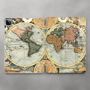 Vintage Weltkarte Kunst Fall für iPad Pro 10.5 11 12.9 13 2022 2024 / Old School Design Cover Mini 7 6 5 iPad Air 3 4 5 11 13 iPad 10.2 10.9