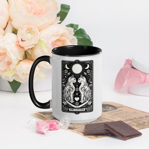 Mug carte de tarot chat amoureux, tasse Saint-Valentin, petite amie, femme