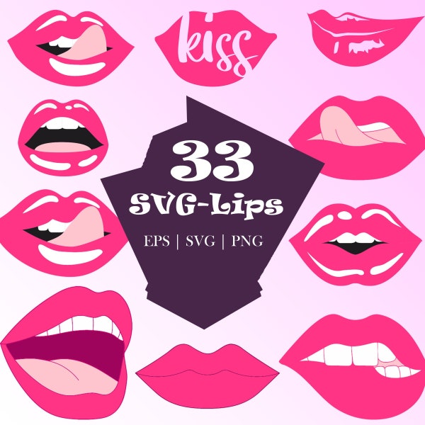 Lips SVG | Kiss SVG | Lip Print Png | Red Lips Svg | Dripping Lips Svg | Mouth Svg File For Cricut | For Silhouette | Cut File | Svg Designs