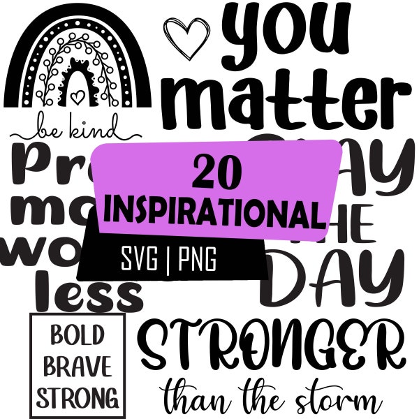 Inspirational Svg Bundle | Motivational Png Bundle | Digital File | Quotes and Sayings | Commercial Use Instant Download Vector