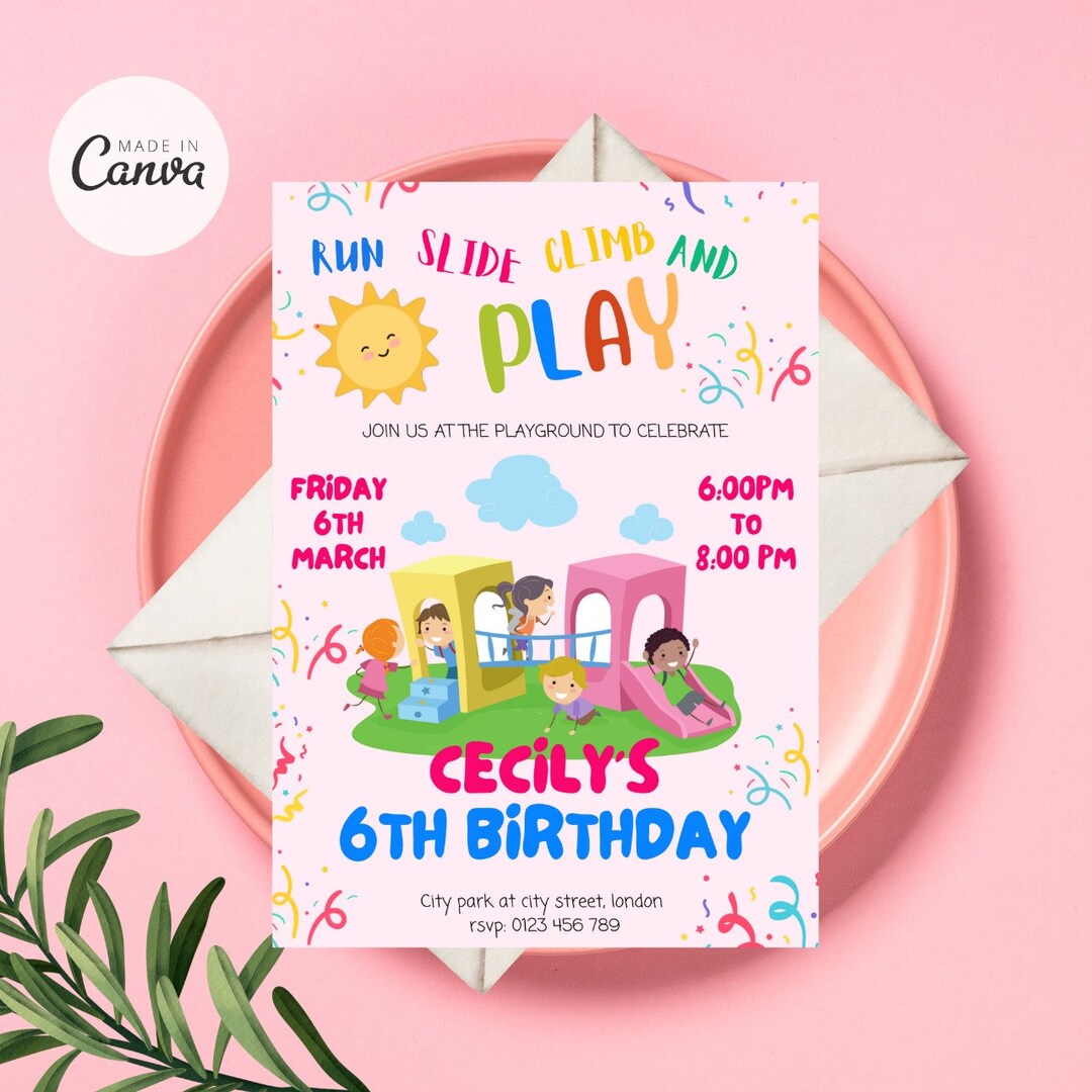 Playground Invitation, Playground Birthday Party Invitation, Playground ...