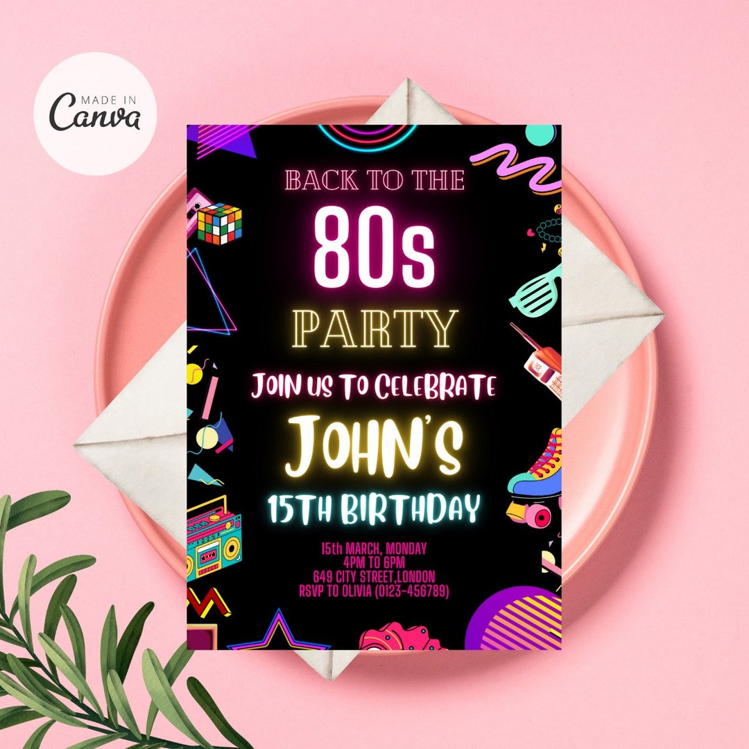 80s Party Invitation, Throwback Party, 80s Birthday Party Invitation