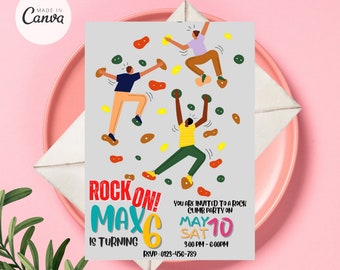 Rock Climbing Invitation, Rock Climbing Birthday Invite, Climbing Wall Invitation, Rock Climbing Party, PDF