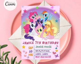 My Little Pony Invitation, My Little Pony Birthday Invitation, Pony Invite, Little Pony Party PDF, Instant Download