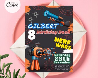 Nerf Birthday Invitation, Nerf Invitation, Nerf War Invitation, Nerf Dart Invitation, Boy Birthday Invite, Nerf Party