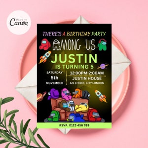 Among Us Invitation, Among Us Birthday Invitation, Among Us Party Evite, Among Us GAme Invite, Instant Download