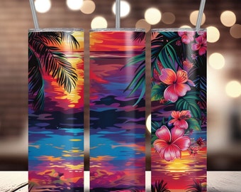 Beach Tumbler Wrap, Summer Tumbler Designs, 20oz Skinny, Digital Download PNG