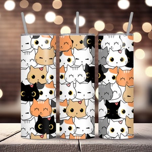 Cats 20 oz Tumbler Design, Straight and Skinny Design, Tumbler Sublimation Wrap, Digital Download, Gift for Cat Lovers and Kids, PNG file