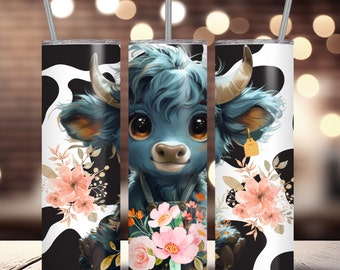 Envoltorio para vaso de 20 oz con diseño de vaca de las Tierras Altas (descarga digital)