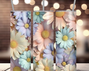 Floral Tumbler Wrap: Spring Flower Sublimation Design (Digital Download)
