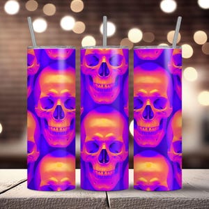 Skulls Sublimation Tumbler Wrap 20 oz Skinny Halloween Design Seamless Sublimation PNG Digital Download 20 oz Halloween Tumbler Wrap