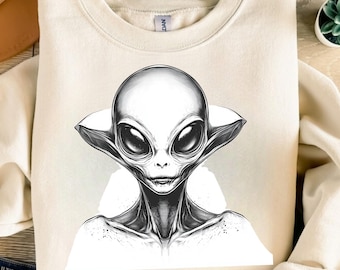 Alien Graphic Tshirt PNG, Funny UFO Design (Digital Download)