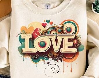 Retro Love PNG, Valentine's Day Sublimation Design (Digital Download