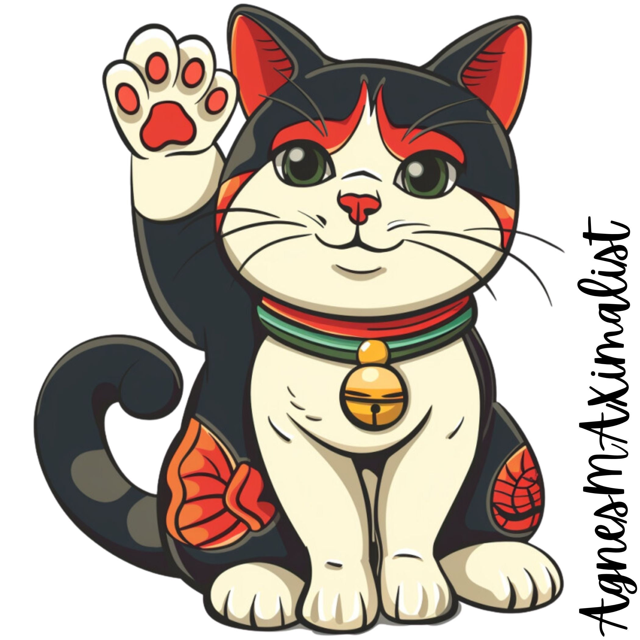 Cats Clipart Bundle, Cartoon Japanese Cats Clip Art, Printable Cat Art ...
