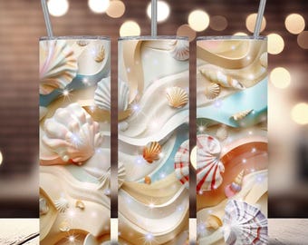 Seashells Beach 20 oz Tumbler Sublimation Design (Digital Download)