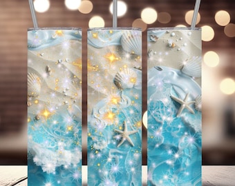 Seashell Beach 20 oz Tumbler Sublimation Design (Digital Download PNG)