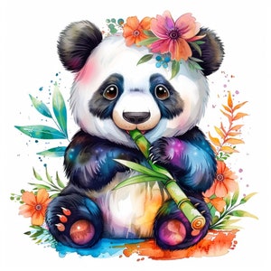 Pacote de clipart do Panda, 10 imagens de alta qualidade, imprimíveis do Panda, download digital, uso comercial, imprimíveis do Panda em aquarela, arquivos JPG