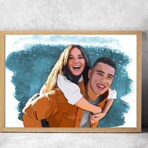 Valentine's Day digital portrait. Gift for lovers, engaged couples, newlyweds, couples, anniversary. Personalized with your photo and your phrase.