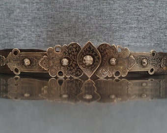 Caucasian Savat Crafted Silver Bridal Belt - Authentic Ottoman Masterpiece, 19th Century Turkish Wedding Belt to Girls Who Will Get Married