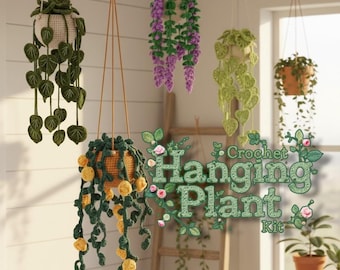Crochet Hanging Plant Kit for Beginners | DIY Hanging Vine Plant Kit, Crochet Flower Plant, Handmade Home Decor Gift