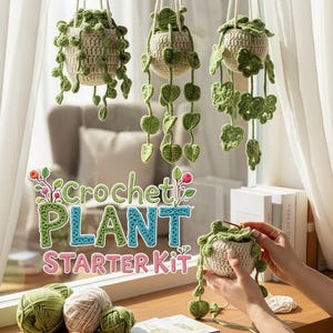 Potted Plant Crochet Kit for Beginners | DIY Plush Plants Starter Set | Easy Crochet Craft Gift | Cute Home Decor Kit