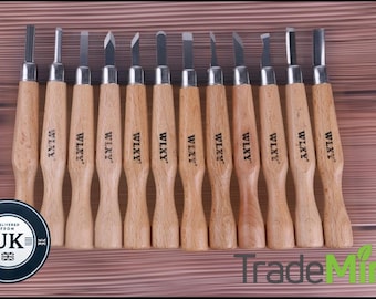 12-Piece Wood Carving Chisel Set: SK7 Carbon Steel, Beech Handles