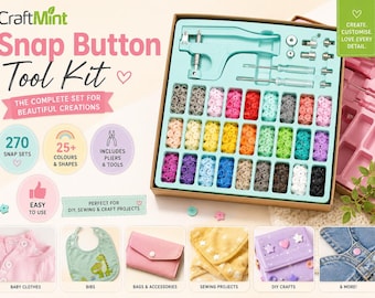 Snap Button Tool Kit — 270 Sets, 25+ Colours, Pliers Included