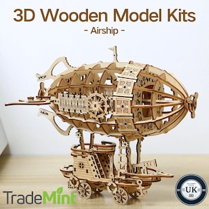 3D Holz Puzzle Luftschiff | Modellbau Kit für Erwachsene & Kinder | einzigartige Wohnkultur und kreative Geschenkidee