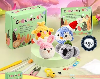 Amigurumi Crochet Kit: Chick, Bunny, Penguin & Koala - DIY Gift