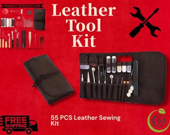 Leather Sewing Kit: 55-Piece DIY Craft Tool Set with Waxed Threads