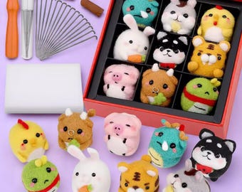 Needle Felting Starter Kit - 20‑Colour Wool Roving with Needles & Guide