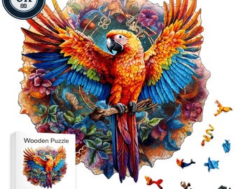 Papagei Holzpuzzle | Laser-Cut Jigsaw Geschenk | Umweltfreundlich für Kinder und Erwachsene