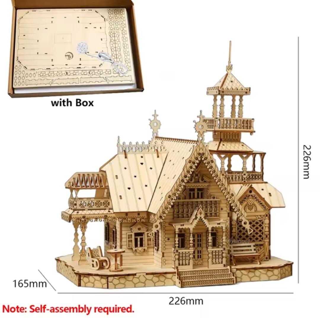 Diy Wooden House 3d Puzzle With Lights | Perfect for Adults & Teens ...
