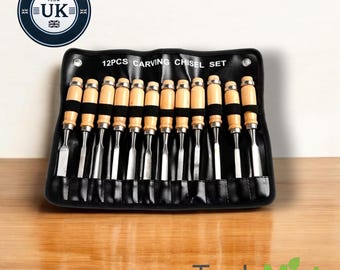 12-Piece Wood Carving Chisel Set | Premium Hand Tools for Woodworking, Crafting & Carpentry Projects