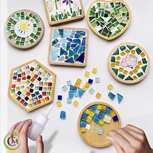Kit fai da te per sottobicchieri e vassoi in mosaico per adulti/bambini, set di artigianato, crea la tua arte e decorazioni per la casa/regalo per hobby creativo, piastrelle per arte e artigianato